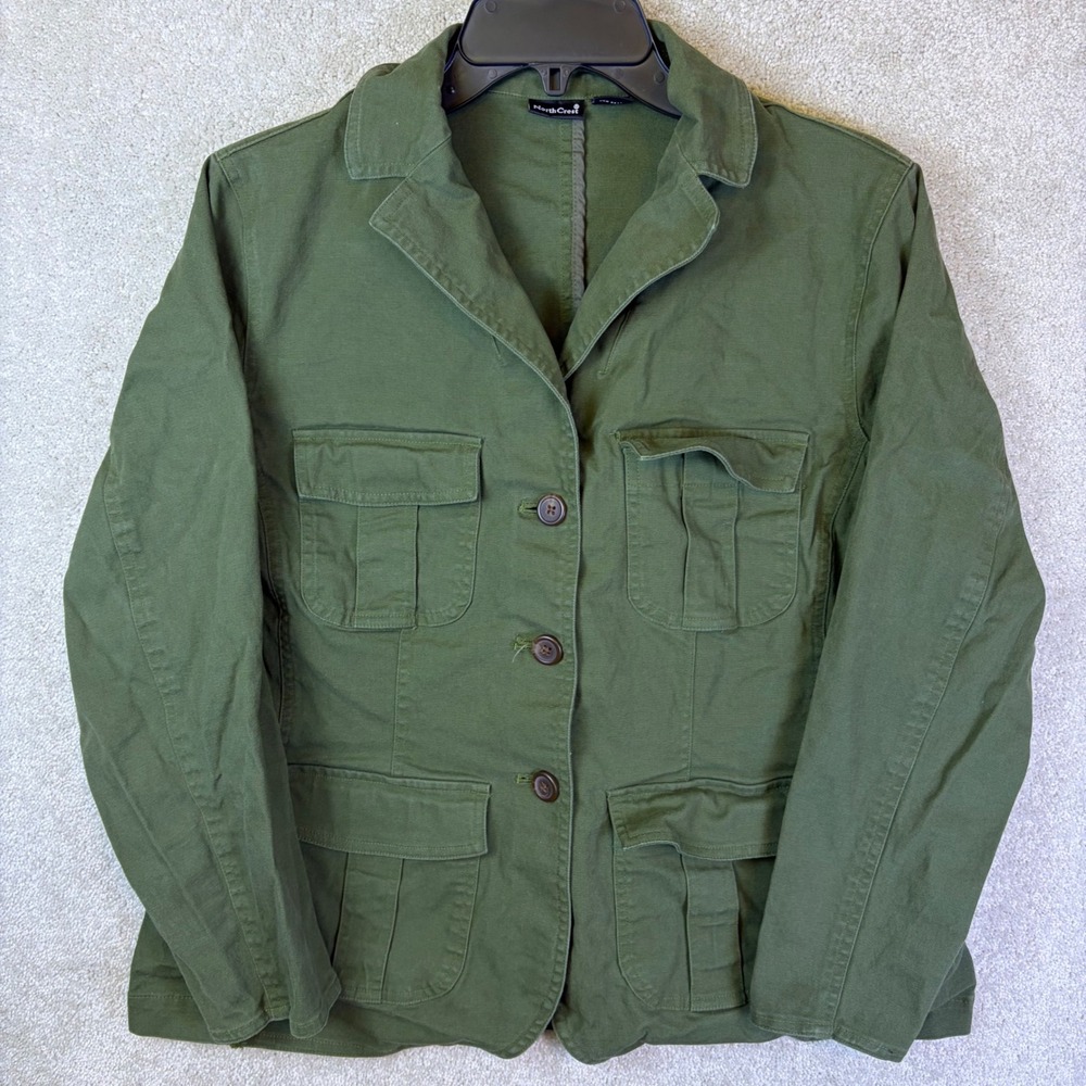 North Crest Utility Jacket Womens 1X Green Safari Field Coat Military Cargo